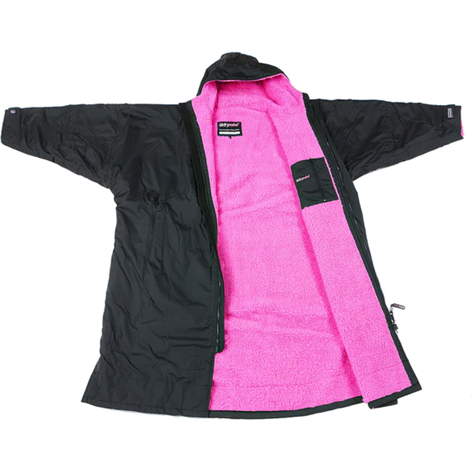 2026 Dryrobe Advance Langærmet Omklædningskåbe DALSV3 - Black / Lyserød